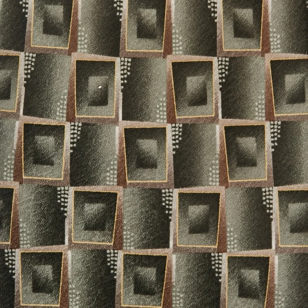 Pierre Cardin‎ Men's Silk Necktie Designer Geometric Squares Olive Green Brown